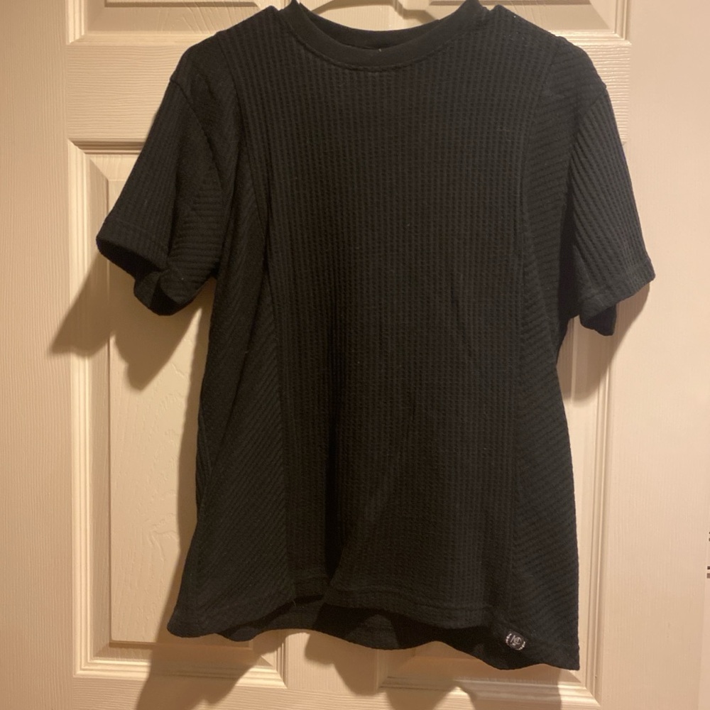 Black Short Sleeve Men's Waffle Tee